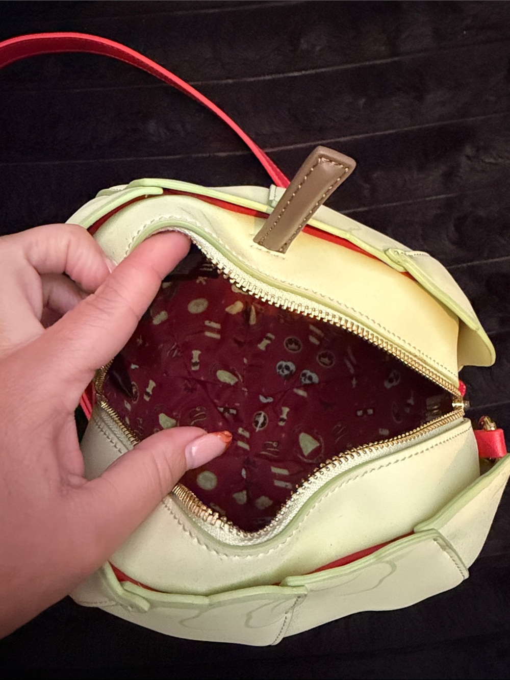 Loungefly Red Apple Crossbody Bag with Cream Drip - Picture 2 of 4